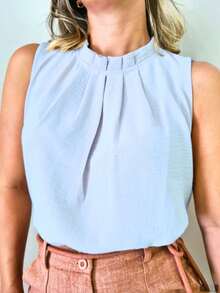 Women's Formal Blouse, Tank Top, High Neck, Button Down Back, Super Fashionable - 布蘭科斯 - 查看 1