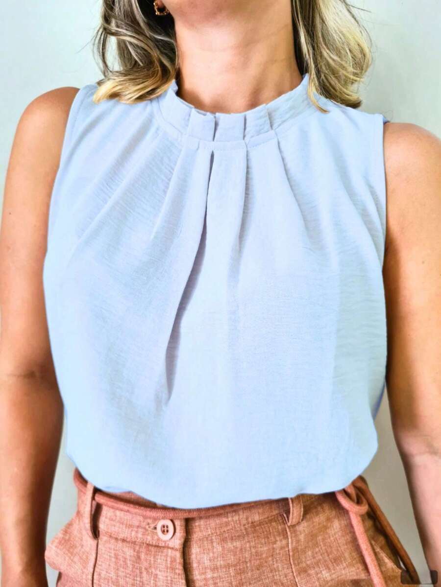 Women's Formal Blouse, Tank Top, High Neck, Button Down Back, Super Fashionable - 布蘭科斯 - 查看 1