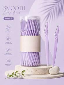 50PCS Disposable Eyebrow Razors For Women, Purple Face Razors With Precision Stainless Steel Blade, Gentle Dermaplaning Tool For Face Hair Removal, Exfoliating & Shaving Trimmer For All Skin Types, Portable Travel Facial Shaver - Multiple Styles - View 2