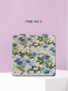 Vintage Blume Muster tragbarer Make-up Spiegel, französischer Landhausstil botanisches Muster PU Leder Reise Kosmetikspiegel, Brautjungferngeschenk, Brautparty Gastgeschenk, Damen Taschenspiegel, Hochzeitsfeier, Geburtstag, Valentinstag, Weihnachten, Jahrestag Geschenk für sie - Verschiedenfarbig - Übersicht 19