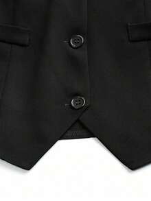 Chaleco informal y de oficina de uso sencillo y liso - Negro - Ver 7