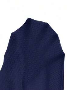 de manga corta para la primavera y el verano con cuello redondo y unicolor en tela texturizada para uso casual - Azul marino - Ver 6