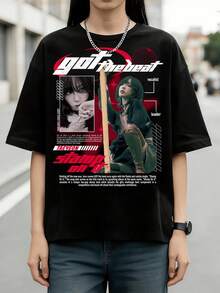 Taeyeon GOT The Beat T-Shirt,  Girlband Vintage Graphic Tee - Black - View 1