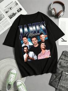 Retro James Maslow T-Shirt, BTR Band T-Shirt, Vintage 2000s Concert T-Shirt, Inspired By Kendall James And Carlos Logan - Black - View 1