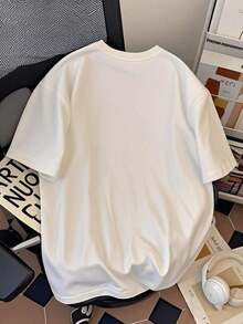 Men's 100% Casual Short Sleeve T-Shirt - Breathable Summer T-Shirt With "IN A WORLD WHERE YOU CAN BE ANYTHING" Graphic Print, Relaxed Fit, Crew Neck, Comfortable For Everyday Wear - 白色 - 查看 2