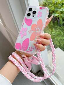 1pc Minimalist Retro Lily Flower UV Painted Thick Shockproof Transparent Dual-Color 2-In-1 TPU Phone Case With Detachable Halter, Compatible With IPhone 17/17 Pro/17 Pro Max/16/16 Plus/16 Pro/16 Pro Max/15/15 Plus/15 Pro/15 Pro Max/14/14 Plus/14 Pro/14 Pro Max/13/13 Pro/13 Pro Max/12/12 Pro/12 Pro Max/11/11 Pro Max/X/XS/XR, Provides Lens Protection - Multicolor - View 3