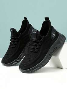 Breathable Mesh Soft Bottom Comfortable Non-Slip Wear-Resistant Lightweight Fashionable Casual Sports Shoes For Women - Black - View 3