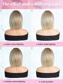 10-Inch Layered Middle-Parted Bobo Wig, Suitable For Summer Daily Wear, Parties, Cosplay, Music Festivals, Holidays, A Practical Gift For Girls - Gold - View 9