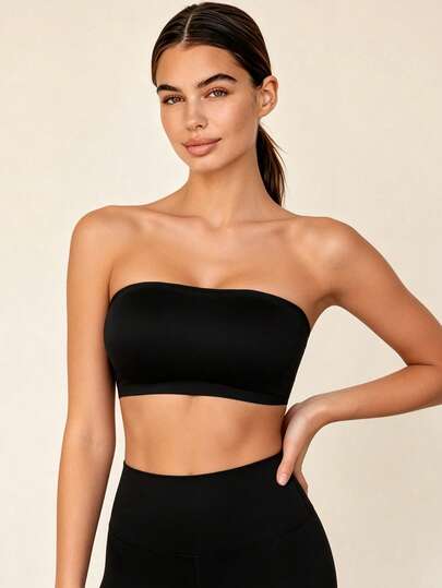 Lilivine Women's Seamless Strapless Bralette, Wireless Soft Comfortable Bra, Skin-Friendly Elastic Camisole Vest, Breathable Strap-Free Bra Perfect For Wearing With Strapless Dresses