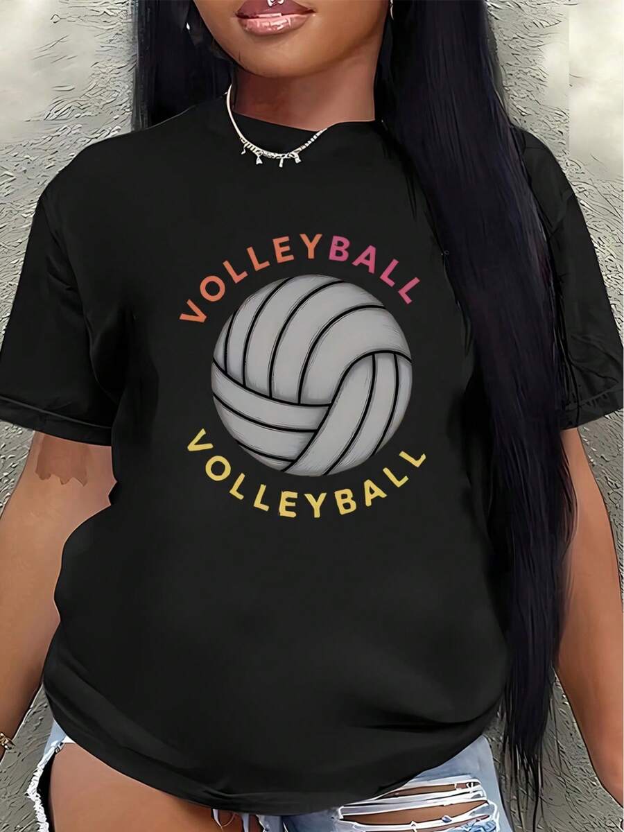 Camiseta de voleibol ligera y duradera, adecuada para uso casual, es una opción ideal para entusiastas del deporte, entrenamientos en el gimnasio o actividades diarias, ofreciendo un ajuste cómodo y siendo una excelente opción de regalo. blusas para mujer>ropa - Negro - Ver 1