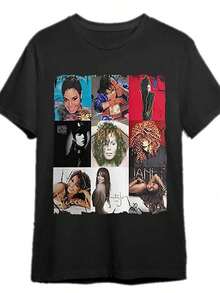 338371 camiseta divertida, camiseta gráfica de manga corta para hombre, colección PR negra, camiseta de algodón de manga corta, cuello redondo, suave, transpirable, corte regular. - Negro - Ver 7