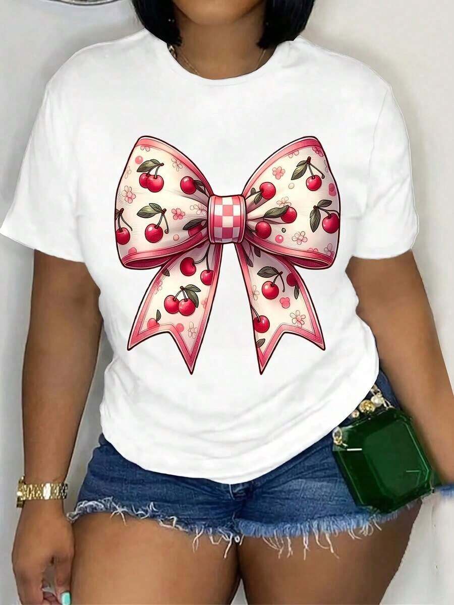 TrendyWomen Women's Casual Short Sleeve Crew Neck T-Shirt - Printed Top, Comfortable Fit For Everyday Wear - 白色 - 查看 1