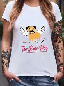 Women's The Love Pug Hoodie ∙ Pug Lover T-Shirt ∙ Pug T-Shirt ∙ For Pug Owners ∙ Pug T-Shirt Gift ∙ Valentine's Day T-Shirt ∙ Funny Pug T-Shirt ∙ Dog T-Shirt ∙ Unisex T-Shirt - 白色 - 查看 7