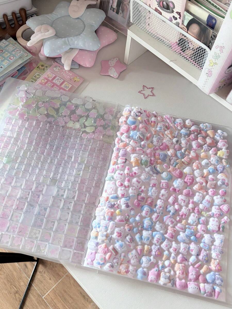 A4 Matte Clear PP Sticker & Photo Card Storage Album Snap Button Closure, Large Capacity Organizer For Deco Stickers, Post Card & Scrapbooking Supplies,Back To School,Card Holder - Single Piece - View 1