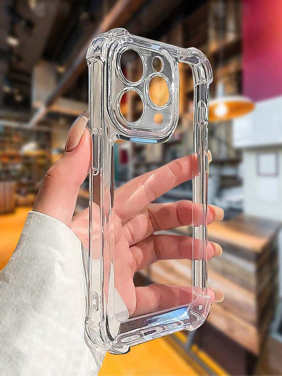 1片硅胶屏幕保护膜,透明气囊防震手机壳,兼容苹果17/17Pro/17ProMax/16/16Pro/16ProMax/15/15Pro/15ProMax/14Pro Max/14Pro/13ProMax/16、17、17Pro、17Pro,防摔软保护套,春季礼物 - 無色 - 查看 1