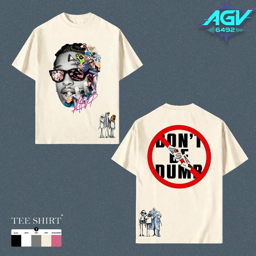 [May Be Taken Down At Any Time]Rocky - Don'T Be Dumb Merch For Asap Mob Fans High-Quality Cotton T-Shirt,  Fan Shirt Hip-Hop Shirt, Don'T Be Dumb Tour Merch, Gift For Flacko Rap Fan Graphic Tee,Clothes,Women Clothes,Women'S Tops,Maija Women Clothing,Tops For Women,Tops,Holiday Outfits For Women,Summer Outfits,Holiday Outfits,Tops,Summer Tops - 黑色 - 查看 1