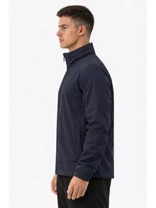 Men's Waterproof Windbreaker With Removable Hood, Sportswear For Gym Or Running - Black - View 6