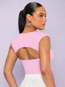 Top tank escote corazón unicolor - Rosa - Ver 2