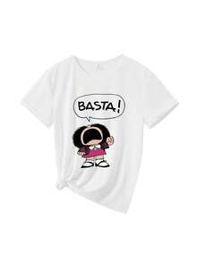 1 New Autumn And Winter T-Shirt - With A Cartoon Print Shouting "STOP!", Ideal For Sports, Fitness, Running, With A Stylish, Unique, And Fun Design. Comfortable, Soft, And Breathable Short-Sleeve Sports T-Shirt For Christmas Parties - 白色 - 查看 2