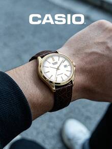 Casio ساعة يد للنساء، موديل كاجوال أعمال عصري بعقارب وأرقام رومانية وعرض التاريخ، مقاومة للماء بحركة كوارتز وسوار جلد طبيعي، طراز كوري، قرص أبيض، MTP-1183Q-7A - أبيض - مشاهدة 4