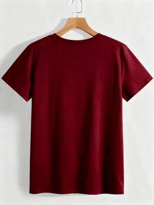 1 pieza de camiseta de algodón puro con cuello redondo para mujer, estampada con diseño del Día de la Madre, de diseño sencillo, cómoda y transpirable, adecuada para uso casual diario, que muestra un estilo natural y elegante, imprescindible para fiestas de verano, envío local, un regalo para esposa, madre o abuela, 180g 100% algodón. - Negro - Ver 9