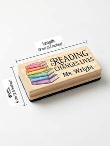1pc Customizable Wooden Whiteboard Eraser With Teacher's Name, Engravable With Text And Inspirational Patterns, Perfect As Teacher's Day Gift, Classroom Whiteboard Eraser, Educational Professional Desk Stationery Accessory - Model 4 - View 2