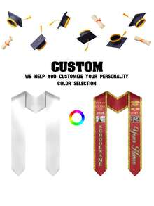 Personalizado Graduación con foto y nombre personalizado, Faja de graduación Clase de 2026 con nombre de la escuela y año de graduación, Faja de graduación de satén negro con borde dorado para graduados universitarios - Multicolor - Ver 4