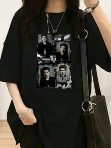 1 Piece Al-Hadar Women's T-Shirt - Cultural T-Shirt In Arabic, Soft Cotton, Loose Fit, Short Sleeve, Round Neck, Casual, 180g, 100% Cotton - 黑色 5 - 查看 1
