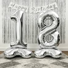 42英寸超大立式数字气球，0-9，适用于生日派对、新年、毕业典礼、婚礼、周年纪念装饰，数字可选18、20、30、40、50、60、70、80、90、100 - 銀色 - 查看 5
