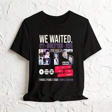 2026 World Tour We're Waiting For You OT7 T-Shirt. Unisex T-Shirt With A Casual Urban And Vintage Style. It's An Ideal Gift For BTTS Fans. - 黑色 - 查看 6