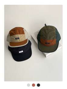 Soft Top Patchwork Color-Block Flat Brim 5-Panel Baseball Cap, Unisex Casual Versatile Sun Protection Spring New Breathable Short Brim Hat, Cycling Soft Top Baseball Cap, New Breathable Patchwork Color-Block Flat Brim Workwear Cap, Outdoor Baseball Cap For Women Spring Summer - ACE Label - View 4