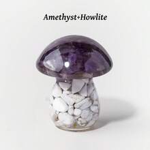 1PC Natural Crystal Mushroom Statue, Reiki Healing Stone Figurine, Feng Shui Amulet Sculpture, Home Office Desktop Outdoor Garden Decor - Epoxy Mushrooms - View 17