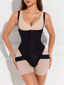 Women's Tummy Control Hip Enhancing Shaping Hook And Eye Closure Romper Shorts - Black - View 1
