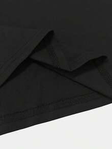 Camiseta de Mujer de Verano, Cuello Redondo, Manga Corta, 100%, Ideal para Salidas Diarias, Viajes, Vacaciones y Citas, Estampado de Silueta de Gato, Top Casual, Tela Versátil y Cómoda - Negro - Ver 4