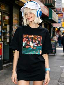 Camiseta de manga corta con cuello redondo suave y casual de verano para mujer, tops para salir, algodón, vintage, estilo callejero europeo y americano, casual deportivo, estilo unisex, estilo casual urbano, tops bonitos, Gen Z, curvas, ropa Y2K, camisetas divertidas, tops para damas, conjuntos de vacaciones para mujer, top lindo, camiseta gráfica, conjuntos de primavera, camisetas holgadas, ropa de calle retro, estilo de los 90, estilo de los 2000, subcultura, top negro, tops blancos, atuendo de fiesta de los 90. Blanco - Negro - Ver 1