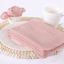 1pc/6pcs/10pcs/30pcs Linen Cloth Napkins, Summer Linen Dinner Fabric Napkins Bulk Washable, Suitable For Wedding Party, Baby Shower, Bridal, Birthday Gifts - Pink - View 5