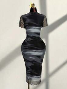 Plus Size Dresses - Black and White - View 8
