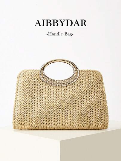 AIBBYDAR Túi xách nữ, túi dệt thời trang, túi đựng mỹ phẩm di động, túi cói, vật dụng cần thiết cho mùa hè, đi biển, kỳ nghỉ, du lịch, đi làm. Túi đeo chéo đa năng dành cho nữ, túi đựng mỹ phẩm, phong cách giản dị, tối giản, vật dụng cần thiết cho kỳ nghỉ.