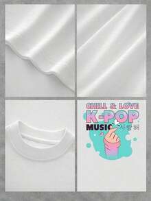 Chill & Love Music Women's Cotton T-Shirts, Graphic Print Tees, Casual Streetwear Made Of Soft, Pure Cotton, Perfect For Concerts, Everyday Wear, And As A Gift For Fans. Basic Women's Blouses - 白色 - 查看 5