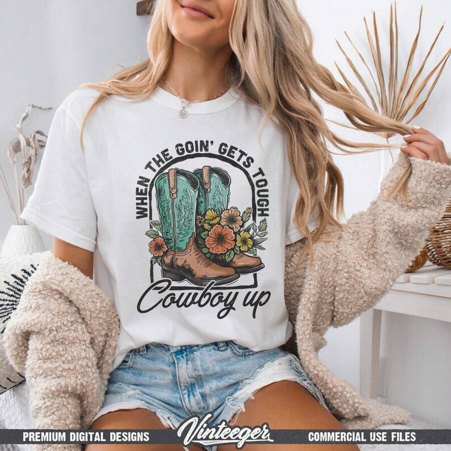 Western Sublimation Design | To The Gentleman! | Instant Download | Motivational T-Shirt Design | Cowboy Boots PNG | Country Sublimation Design - 白色 - 查看 1