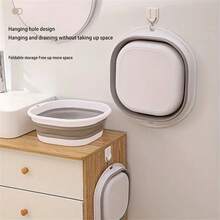 3pcs Portable Silicone Foldable Basin Set - Versatile For Face Washing, Vegetables & Foot Soak - Modern Square Design With Handle For Easy Carrying - Multicolor - View 4