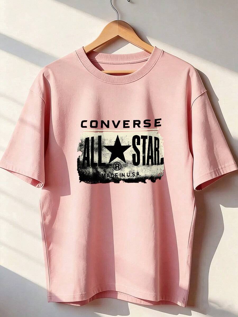 All Star T-Shirt With Vintage Distressed Design, Short-Sleeve T-Shirt For Spring/Summer 2026, Made In Mexico, 180 Grams. Cartoon Print, Couple Design, Suitable For Indoor Or Outdoor Wear. Crew Neck, Unisex, Ideal For Office And Leisure. One-Pack. - PK-P631577SLNDXZGY622 - 查看 1