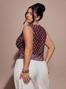 2026 Nueva Blusa de Tirantes Finos para Mujer Talla Grande, Blusa de Malla con Lunares, Ropa de Playa y Vacaciones - Burdeos - Ver 4