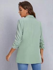 Blazer clásico para mujer, adecuado para el uso diario, con mangas largas, para uso casual en la oficina, apto para todas las estaciones - verde menta - Ver 2