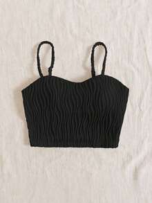 VCAY Top de Cami acolchado y texturizado marrón para mujeres con estilo de vacaciones - Negro - Ver 3
