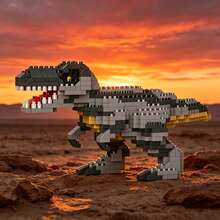 Dinosaur Series Building Blocks Tyrannosaurus Rex Small Particle Assembly Model, High Difficulty Puzzle, Adult Collectible Handmade Toy - Multicolor - View 3