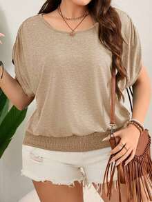 Camiseta de Pascua colorida talla grande, camiseta casual de cuello redondo holgada con cintura, vacaciones, ropa casual de verano para mujeres talla grande, Día de San Valentín, Día de San Valentín talla grande, festival de verano para mujeres - Albaricoque - Ver 4