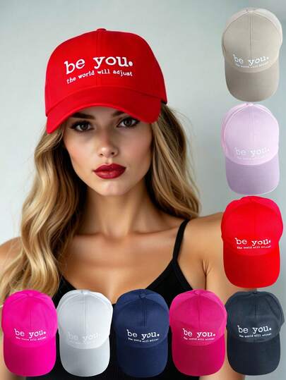 Unisex "Be You The World Will Adjust" Slogan Print Baseball Cap, Casual Adjustable Sun Hat For Daily & Outdoor