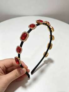 1 pieza Diadema elegante y brillante de plástico ABS con strass, accesorio para el cabello versátil y encantador para niñas, adecuado para todas las estaciones - Multicolor - Ver 7