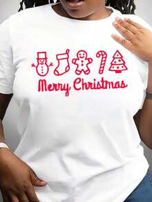 Suave, transpirable y ligero para comodidad durante todo el día. Camiseta de bebé con bordado de galleta de jengibre navideña, camiseta navideña, camiseta de fiestas, camiseta de bebé de Feliz Navidad, camiseta de la época más dulce del año. Cuello redondo clásico con un corte relajado que favorece todas las formas del cuerpo y es fácil de combinar con jeans, pantalones cortos y leggings. - Blanco - Ver 1